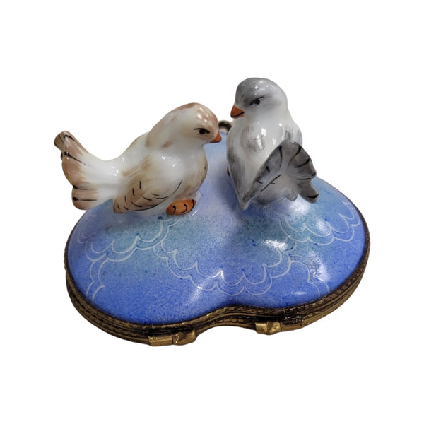 Two Doves on Heart Porcelain Limoges Trinket Box