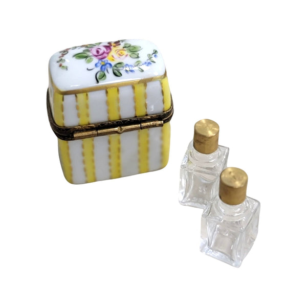 2 Perfume Yellow Roses Porcelain Limoges Trinket Box