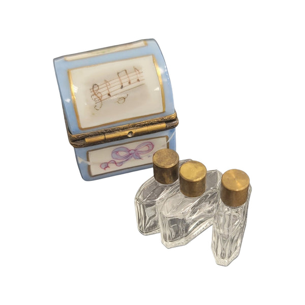 3 Perfume Music Violin Porcelain Limoges Trinket Box