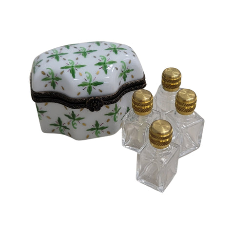 4 Perfume green Porcelain Limoges Trinket Box