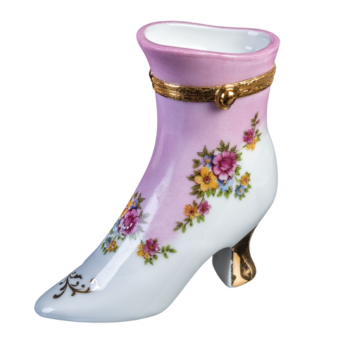 Boot With Pink Flower Decal es Limoges Porcelain Box