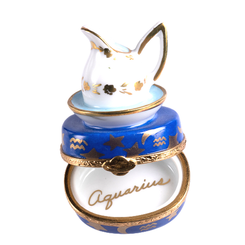 Aquarius Zodiac Limoges Porcelain Box
