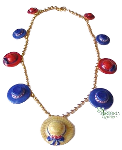 Hat Necklace: Red And Blue Limoges Porcelain Box