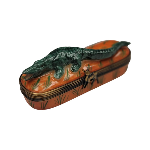 Alligator porcelain figurine Limoges box Porcelain Limoges Trinket Box