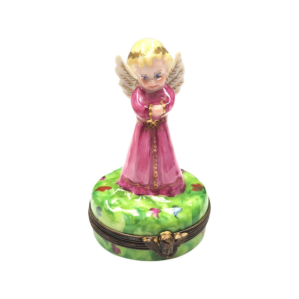 Angel in Pink Porcelain Limoges Trinket Box