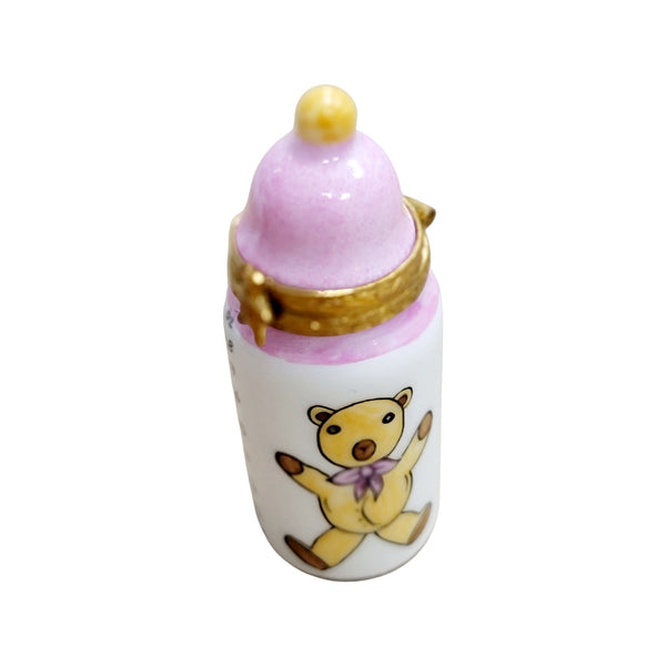 Baby Bottle Pink Porcelain Limoges Trinket Box