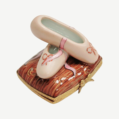 Ballerina Slippers on Wood Floors Porcelain Limoges Trinket Box