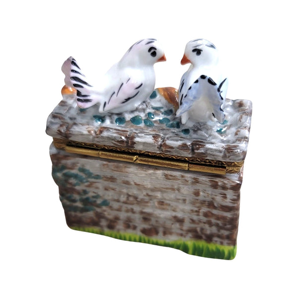Birds on Fountain Porcelain Limoges Trinket Box