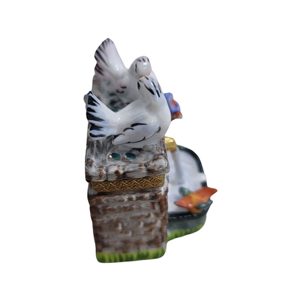 Birds on Fountain Porcelain Limoges Trinket Box