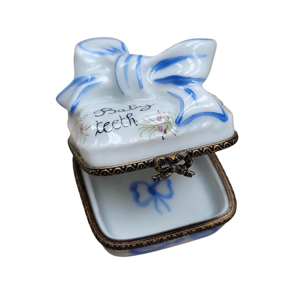 Blue Baby Teeth tooth Porcelain Limoges Trinket Box