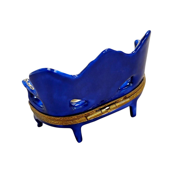 Blue French Love Seat Porcelain Limoges Trinket Box