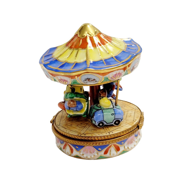 Blue Merry Go Round Carousel Carnival Ride Porcelain Limoges Trinket Box