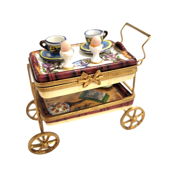 Breakfast Cart Porcelain Limoges Trinket Box