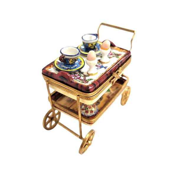 Breakfast Cart Porcelain Limoges Trinket Box