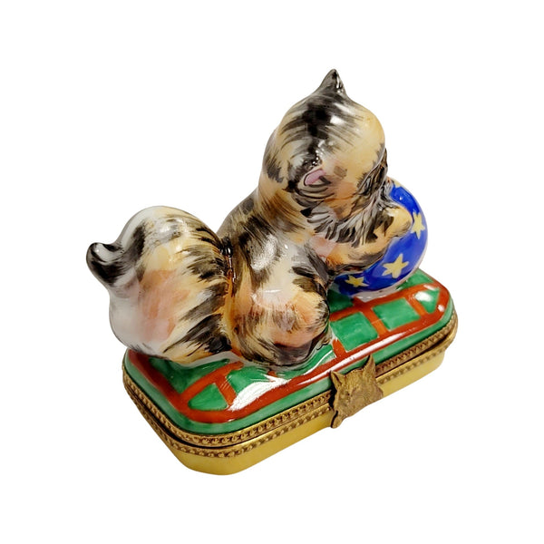 Cat w Yarn Porcelain Limoges Trinket Box