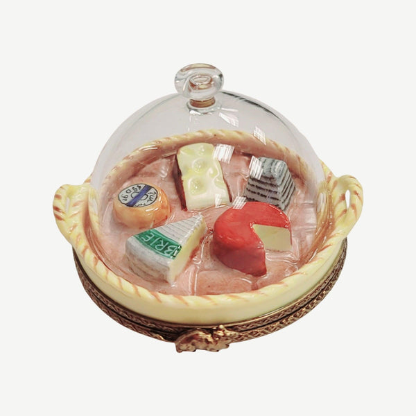 Cheese on Platter under Dome Porcelain Limoges Trinket Box