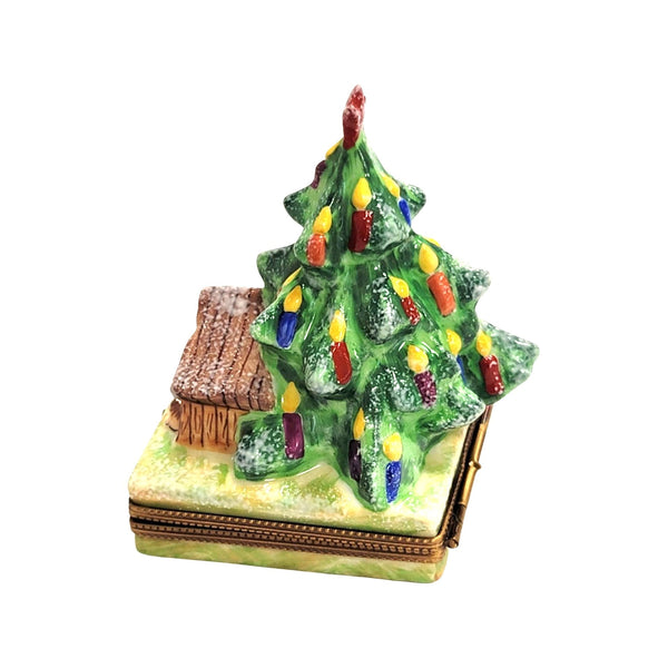 Christmas Tree w Nativity Porcelain Limoges Trinket Box
