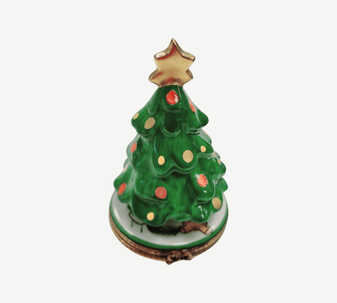 Christmas Tree w Star Porcelain Limoges Trinket Box