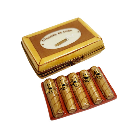 Cuban Cigars in Porcelain Limoges Trinket Box