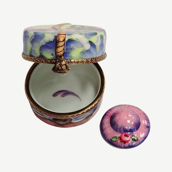 Designer Hat Ship Hat Inside Porcelain Limoges Trinket Box