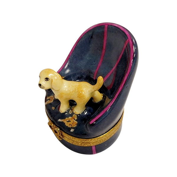 Dog on Chair Porcelain Limoges Trinket Box