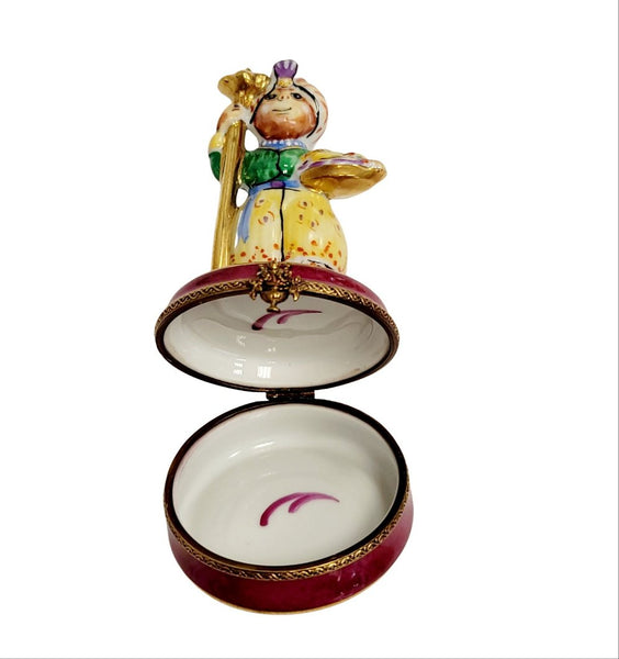 Egyptian Magi Monkey w Snake Porcelain Limoges Trinket Box