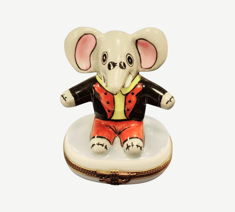 Elephant in Tuxedo Porcelain Limoges Trinket Box