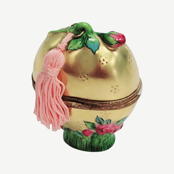 Gold Heart Rose Perfume Bottle Porcelain Limoges Trinket Box