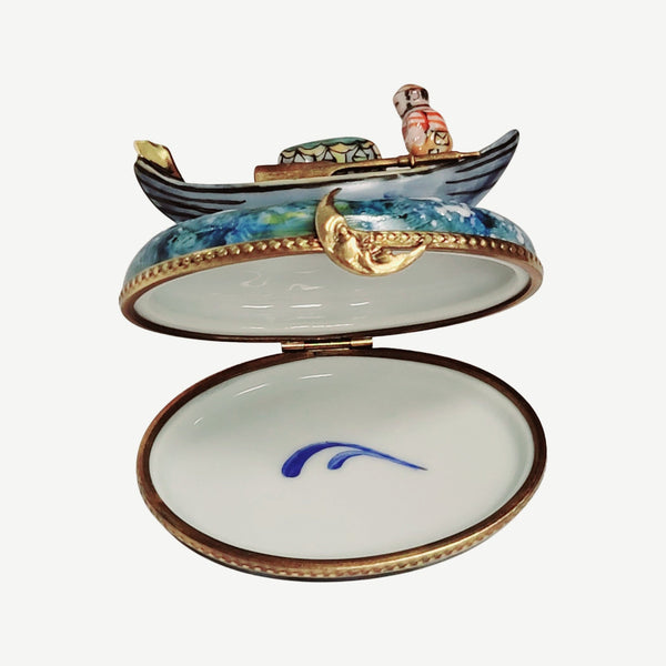 Gondola Boat Venice Porcelain Limoges Trinket Box