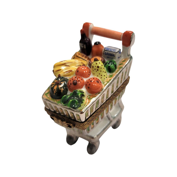 Groceries Shopping Cart Porcelain Limoges Trinket Box