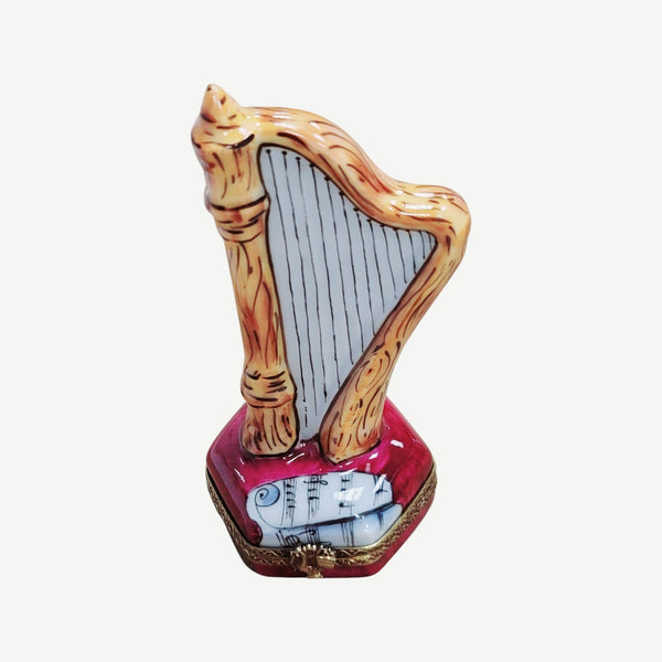 Harp Porcelain Limoges Trinket Box