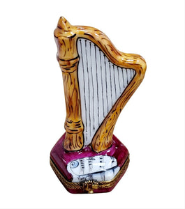 Harp Porcelain Limoges Trinket Box