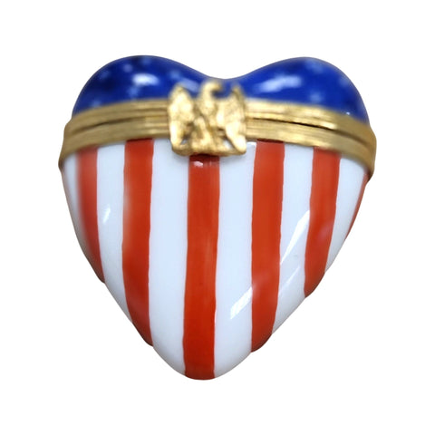 Heart Patriotic American Heart United States Porcelain Limoges Trinket Box