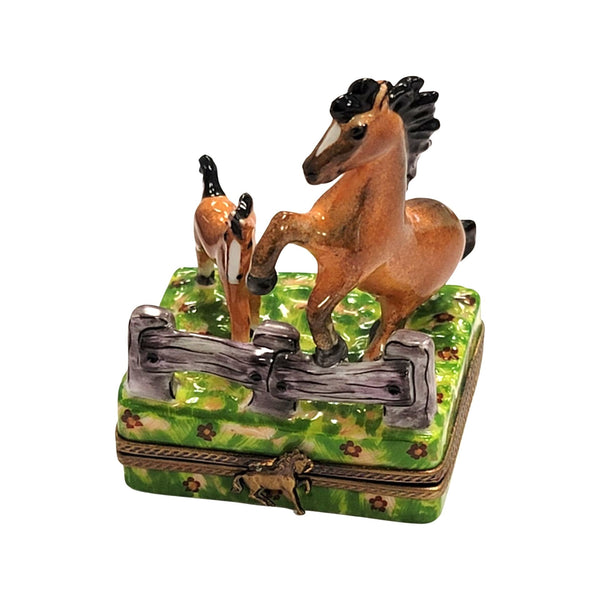 Horses in Meadow Porcelain Limoges Trinket Box
