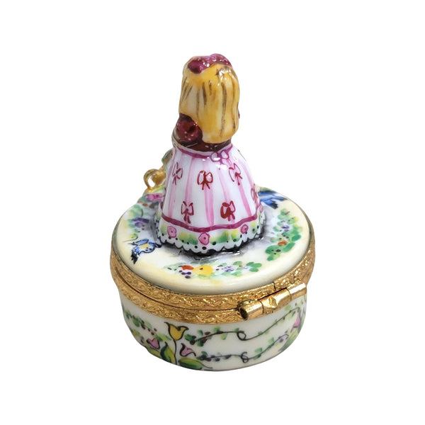 Little Girl w Spring Basket Porcelain Limoges Trinket Box