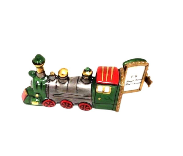 Locomotive Christmas Train Porcelain Limoges Trinket Box