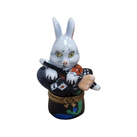 Magic Rabbit in Black Hat Magician Porcelain Limoges Trinket Box