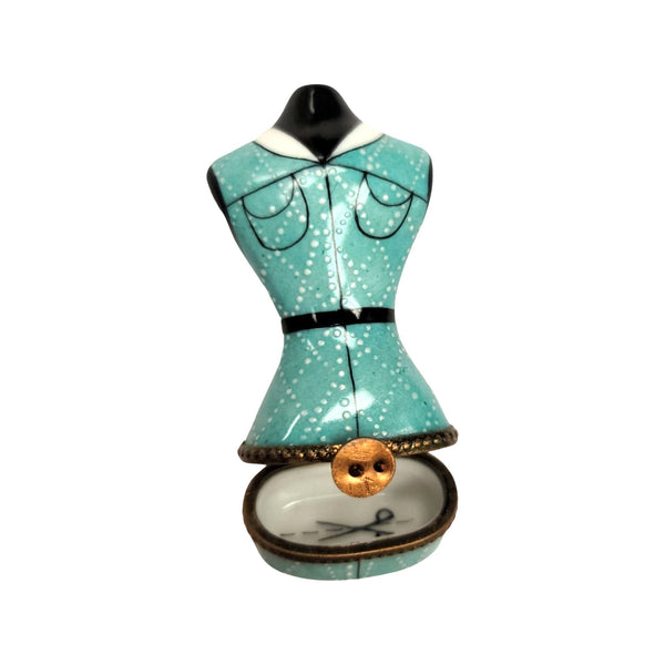 Mannequin Retro Clothing Dress Form Porcelain Limoges Trinket Box
