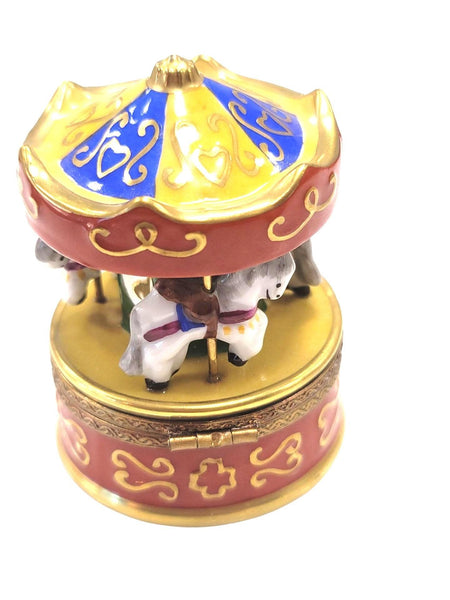 Merry Go Round Carousel Rare Porcelain Limoges Trinket Box