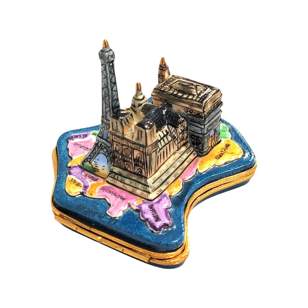 Paris Monuments Eiffel Tower Porcelain Limoges Trinket Box
