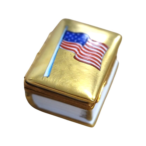 Patriotic American Flag United States Porcelain Limoges Trinket Box