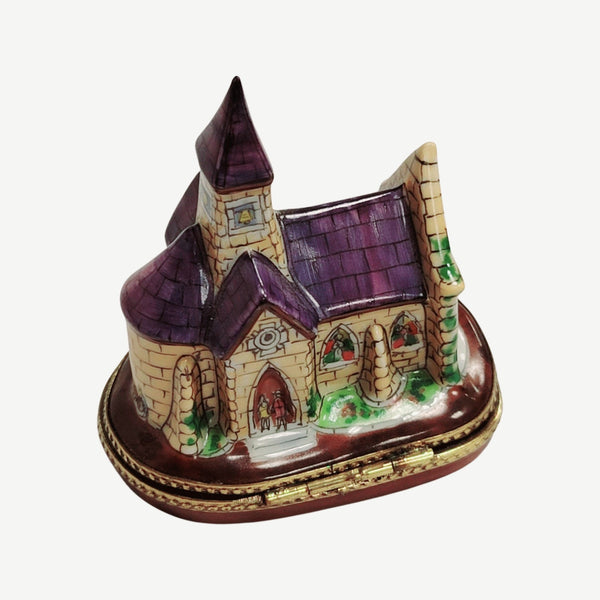 Purple Cathedral Church Porcelain Limoges Trinket Box