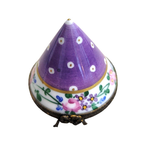 Purple Cone Tent Pill Porcelain Limoges Trinket Box