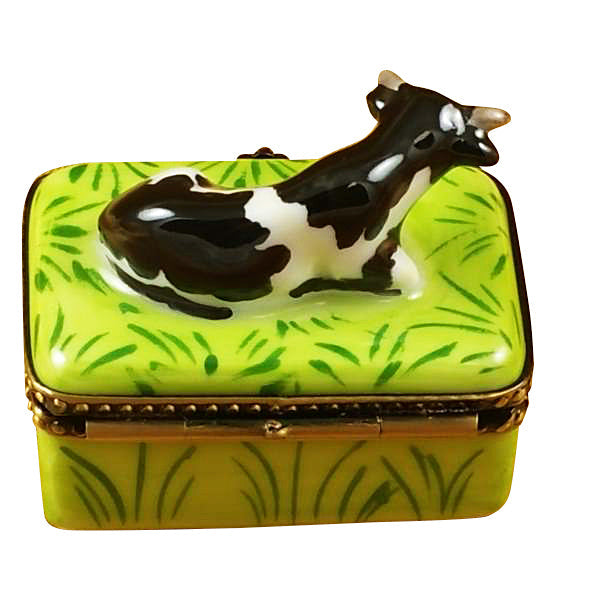 Cow with Milk Bottle Limoges Porcelain Box