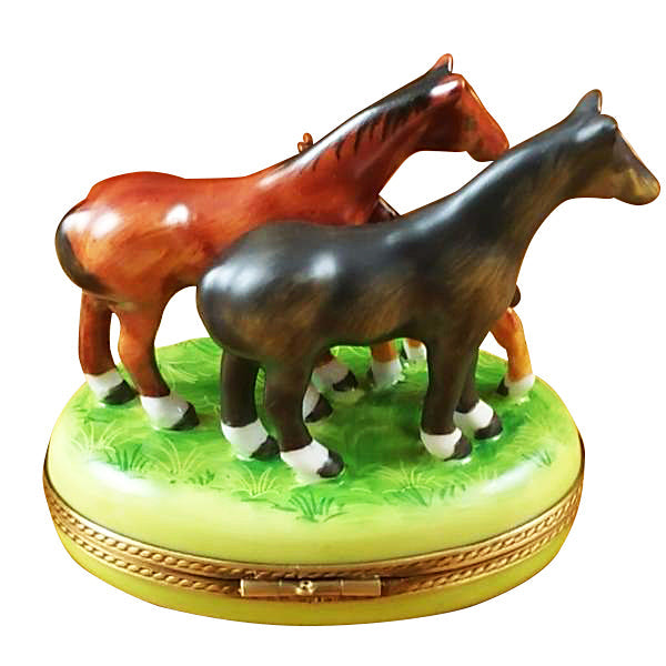Three Horses Limoges Porcelain Box