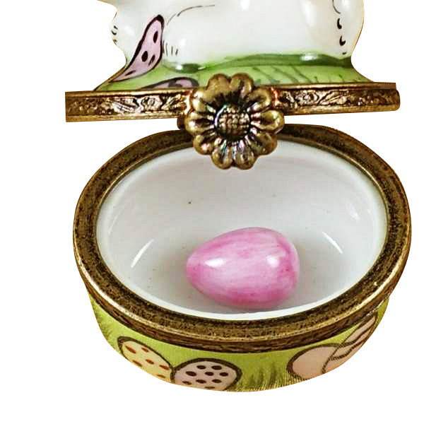 Mini Rabbit with Easter Eggs Limoges Porcelain Box