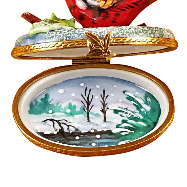 Winter Cardinal Limoges Porcelain Box
