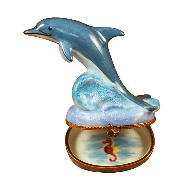 Dolphin with Baby Limoges Porcelain Box