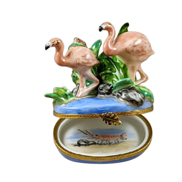Two Flamingos Limoges Porcelain Box