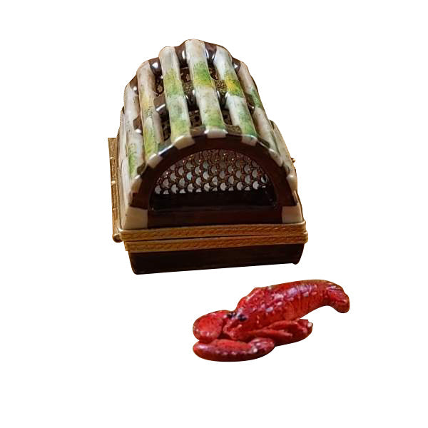 Lobster Trap With Removable Lobster Limoges Porcelain Box